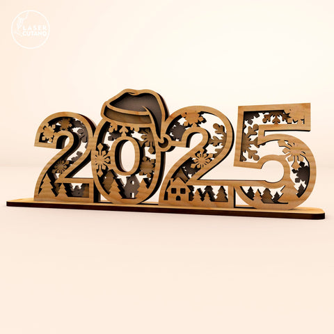 New Year Decorative Stand Laser Cut Template SVG LaserCutano 