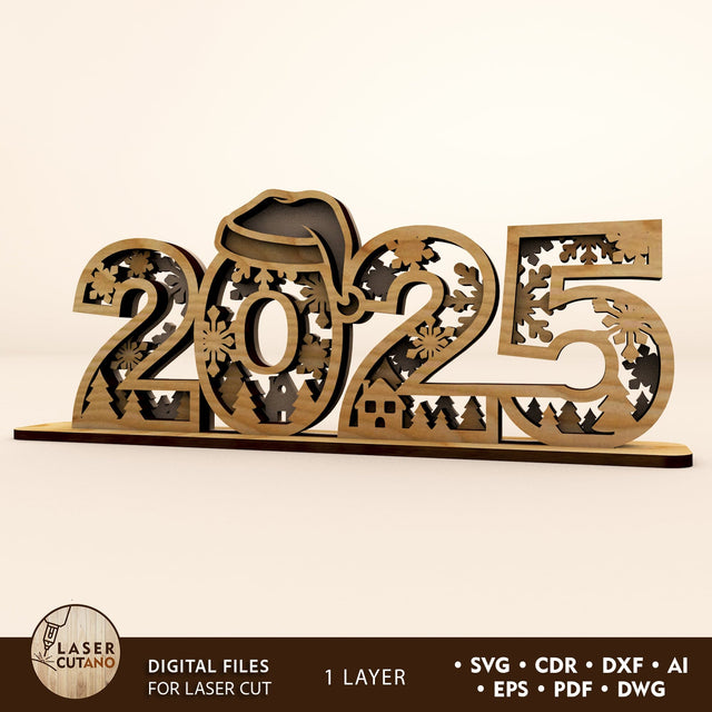 New Year Decorative Stand Laser Cut Template SVG LaserCutano 