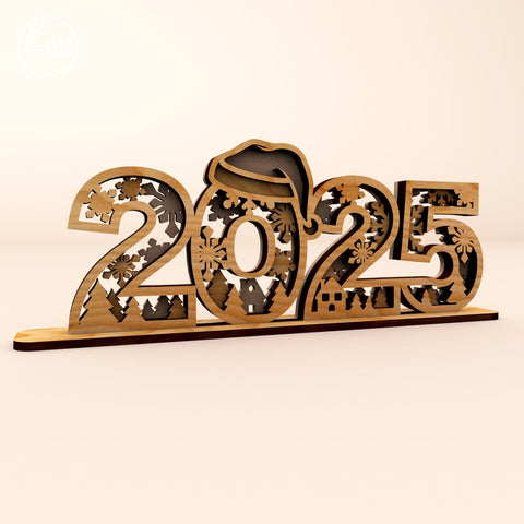 New Year Decorative Stand Laser Cut Template SVG LaserCutano 