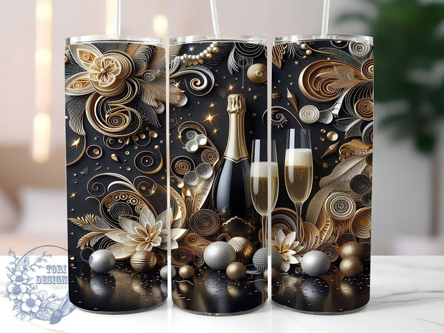 New Year Eve Tumbler Wrap, Happy New Year Png, 20oz Skinny Tumbler, Nye Sublimation, Tumbler Wrap Design, New Year Party, Sublimation Download Sublimation ToriDesigns 