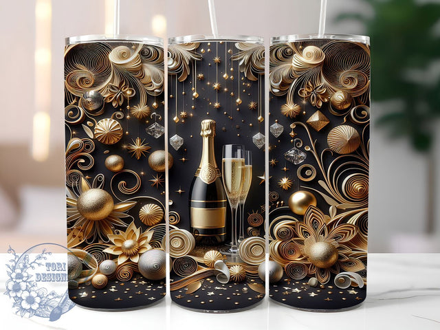 New Year Eve Tumbler Wrap, Happy New Year Png, 20oz Skinny Tumbler, Nye Sublimation, Tumbler Wrap Design, New Year Party, Sublimation Download Sublimation ToriDesigns 