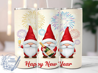 New Year Gnome Tumbler Wrap, Happy New Year Png, 20oz Skinny Tumbler, Gnome Sublimation, Nye Tumbler Wrap, New Years Eve Gnome, Nordic Gnome Design Sublimation ToriDesigns 