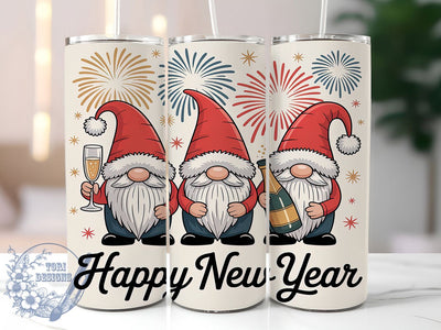 New Year Gnome Tumbler Wrap, Happy New Year Png, 20oz Skinny Tumbler, Gnome Sublimation, Nye Tumbler Wrap, New Years Eve Gnome, Nordic Gnome Design Sublimation ToriDesigns 