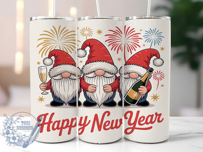 New Year Gnome Tumbler Wrap, Happy New Year Png, 20oz Skinny Tumbler, Gnome Sublimation, Nye Tumbler Wrap, New Years Eve Gnome, Nordic Gnome Design Sublimation ToriDesigns 