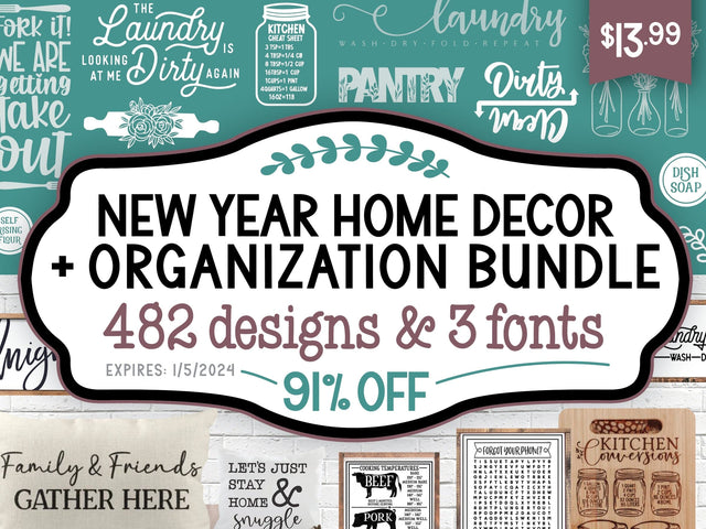 New Year Home Decor + Organization Bundle | VIPS ONLY THROWBACK! 91% Off! Bundle So Fontsy Design Shop 