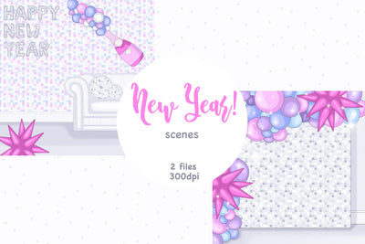 New Year Interior | Christmas Home Clipart SVG GlamArtZhanna 