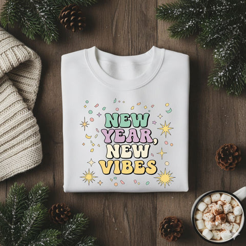 New Year New Vibes PNG, New Years Eve Sublimation Design, 2025 Party PNG, Positive Vibes Clipart, Digital Download, New Years Png SVG TiffsCraftyCreations 