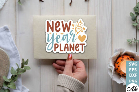 New year planet Stickers Design SVG akazaddesign 