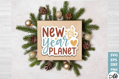 New year planet Stickers Design SVG akazaddesign 