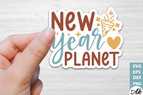 New year planet Stickers Design SVG akazaddesign 