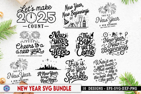 New Year Quotes SVG Design Bundle, New Year Quotes t-shirt Design Set SVG FiveStarCrafting 