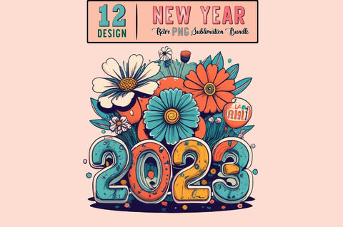 New Year Retro PNG Sublimation Bundle Sublimation designartist 