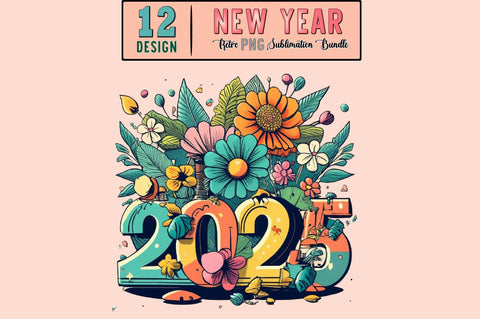 New Year Retro PNG Sublimation Bundle Sublimation designartist 