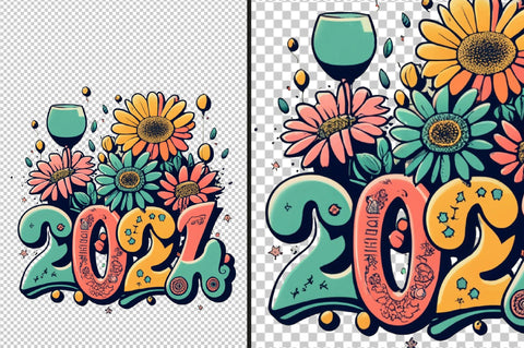 New Year Retro PNG Sublimation Bundle Sublimation designartist 