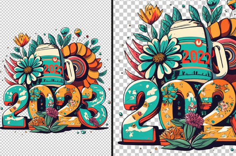 New Year Retro PNG Sublimation Bundle Sublimation designartist 