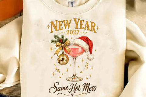 New Year Same Hot Mess 2027 PNG Sublimation SVGista 