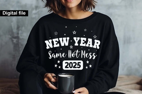 New Year Same Hot Mess svg, New year t shirt svg, Funny New year cut files, New year gift shirt svg, New Years Party, Cosy Season svg SVG Isabella Machell 