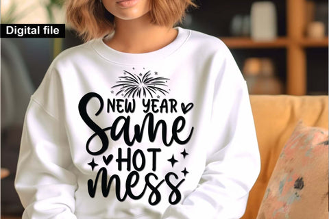 New Year Same Hot Mess svg, New year t shirt svg, Funny New year cut files, New year gift shirt svg, New Years Party, Cosy Season svg SVG Isabella Machell 
