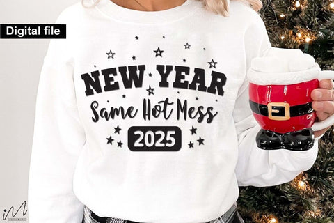 New Year Same Hot Mess svg, New year t shirt svg, Funny New year cut files, New year gift shirt svg, New Years Party, Cosy Season svg SVG Isabella Machell 