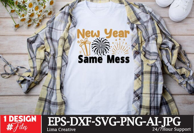 New Year Same Mess SVG Cut File,Happy New Year ,New Year Sublimation ,New Year T-shirt Design, New Year Retro ,New Year Clip Art,NEw Year SVG Bundle SVG Insomnia Std 
