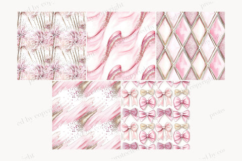 New Year Seamless Pattern | Pink Gold Digital Paper Set Digital Pattern GlamArtZhanna 