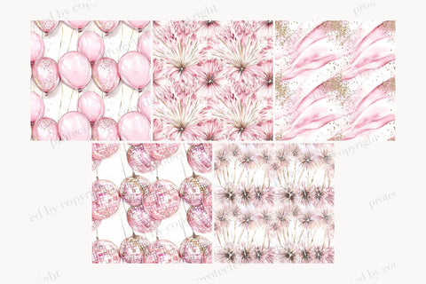 New Year Seamless Pattern | Pink Gold Digital Paper Set Digital Pattern GlamArtZhanna 