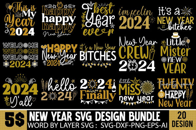 New Year SVG Bundle ,SVG Cut File ,New Year Sublimation, Happy New Year SVG Design,New Year Sublimation PNG Sublimation Insomnia Std 