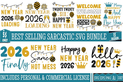 New Year svg Bundle,New Year 2026 svg Bundle Quotes,New Year 2026 SVG Bundle,Happy New year SVG Mega bundle,New Year Strikers Bundle SVG BlackCatsMedia 