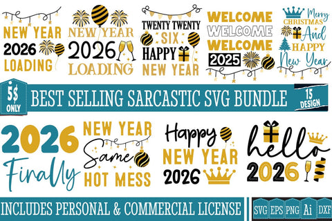 New Year svg Bundle,New Year 2026 svg Bundle Quotes,New Year 2026 SVG Bundle,Happy New year SVG Mega bundle,New Year Strikers Bundle SVG BlackCatsMedia 