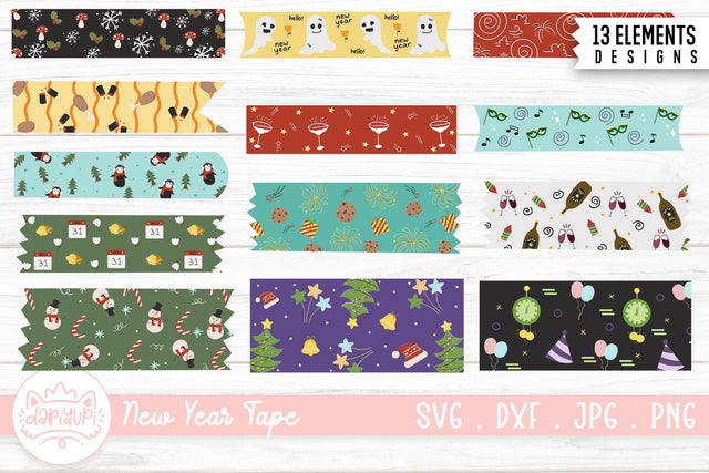 New Year Washi Tape Clipart Bundle SVG dapiyupi store 