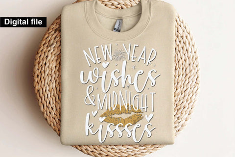 New year wishes and midnight kisses svg, New year t shirt svg, Funny New year cut files, New year gift shirt svg, New Years Party, Cosy Season svg SVG Isabella Machell 