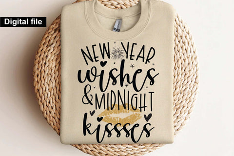 New year wishes and midnight kisses svg, New year t shirt svg, Funny New year cut files, New year gift shirt svg, New Years Party, Cosy Season svg SVG Isabella Machell 