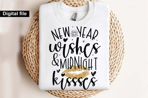 New year wishes and midnight kisses svg, New year t shirt svg, Funny New year cut files, New year gift shirt svg, New Years Party, Cosy Season svg SVG Isabella Machell 