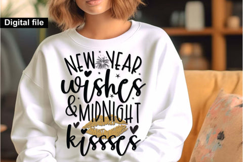 New year wishes and midnight kisses svg, New year t shirt svg, Funny New year cut files, New year gift shirt svg, New Years Party, Cosy Season svg SVG Isabella Machell 