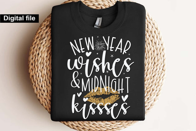 New year wishes and midnight kisses svg, New year t shirt svg, Funny New year cut files, New year gift shirt svg, New Years Party, Cosy Season svg SVG Isabella Machell 