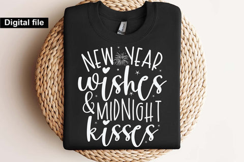 New year wishes and midnight kisses svg, New year t shirt svg, Funny New year cut files, New year gift shirt svg, New Years Party, Cosy Season svg SVG Isabella Machell 