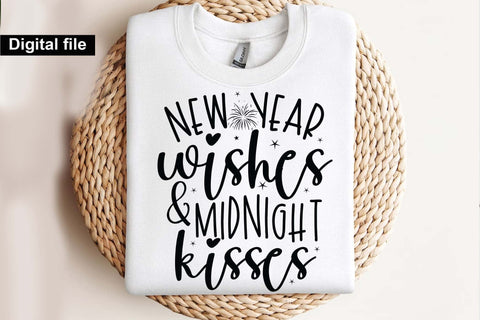 New year wishes and midnight kisses svg, New year t shirt svg, Funny New year cut files, New year gift shirt svg, New Years Party, Cosy Season svg SVG Isabella Machell 