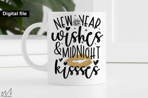 New year wishes and midnight kisses svg, New year t shirt svg, Funny New year cut files, New year gift shirt svg, New Years Party, Cosy Season svg SVG Isabella Machell 