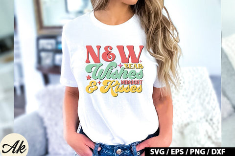 New year wishes midnight & kisses Retro SVG SVG akazaddesign 