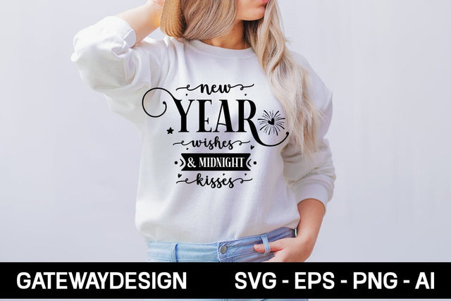 New Year Wishes & Midnight Kisses Svg Design SVG designmaster24 