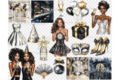 New Years Eve Clipart | Celebration PNG Graphics Bundle SVG GlamArtZhanna 