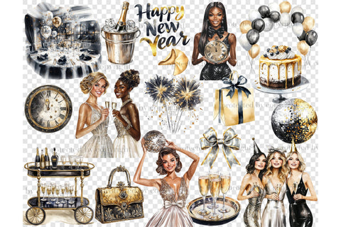 New Years Eve Clipart | Celebration PNG Graphics Bundle SVG GlamArtZhanna 