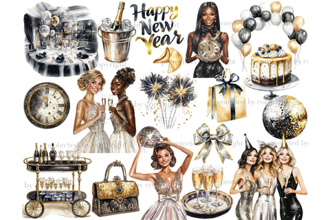 New Years Eve Clipart | Celebration PNG Graphics Bundle SVG GlamArtZhanna 