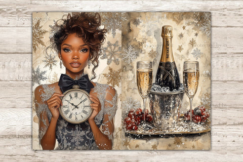 New Years Eve Junk Journal Kit | African American Women SVG GlamArtZhanna 
