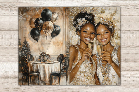 New Years Eve Junk Journal Kit | African American Women SVG GlamArtZhanna 
