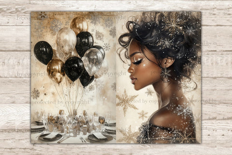 New Years Eve Junk Journal Kit | African American Women SVG GlamArtZhanna 