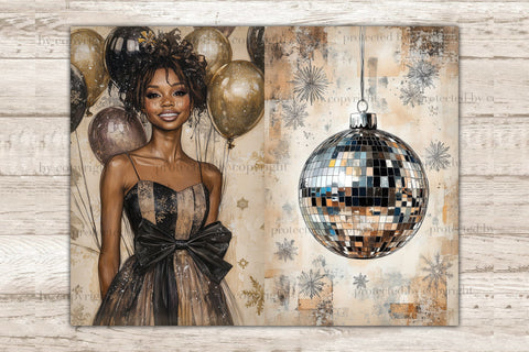 New Years Eve Junk Journal Kit | African American Women SVG GlamArtZhanna 