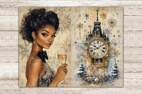 New Years Eve Junk Journal Kit | African American Women SVG GlamArtZhanna 