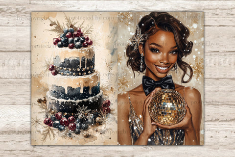 New Years Eve Junk Journal Kit | African American Women SVG GlamArtZhanna 