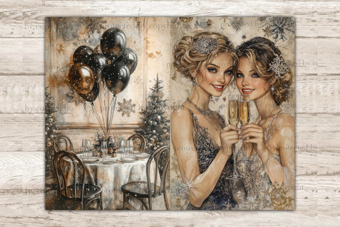 New Years Eve Junk Journal Pages | Holiday Printable Paper SVG GlamArtZhanna 